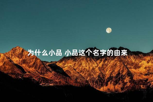 为什么小品 小品这个名字的由来